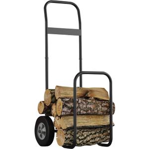 Fire Beauty Firewood Log Cart Carrier, Outdoor and Indoor Wood Rack Storage Mover, Rolling Dolly Hauler