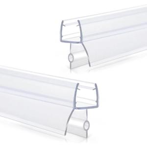 Shower Door Bottom Seal Strips 2PCS, 36 Inch Long Ultra Clear Vinyl Seal Strips with Sweep for 1/2"(12mm) Thick Frameless Glass Door, to Stop Water Leak