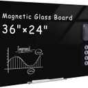 Mifuro Magnetic Glass Whiteboard36"x24" Wall Mounted Frameless Dry Erase Board for Office, Home & School Black