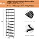 Autonomier 10 Tier Tall Shoe Rack, Narrow Lightweight Shoe Shelf, Compact Vertical Shoe Stand, Small Space Saving for Closet Floor, Dorm Storage Organizer, Front Door Entrance, Entryway