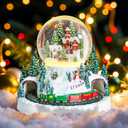 MUMTOP Christmas Snow Globe, Christmas Village Houses with Rotating Train, Snow Scene Lighted Color Changing Snow Globes with Music for Kids Girls Women Adults Gift (Green)
