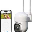 3MP Security Camera Outdoor, 2K HD Cameras for Home Security, Support 2.4GHz WiFi, 360 PTZ Auto Tracking, 2-Way Audio, Motion Detection and Siren, Cloud/SD Storage, Waterproof (1 Pack-3.3 ft USB-C Cable)