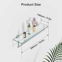 20-Inch Tempered Glass Bathroom Shelf with Towel Bar - Brushed Nickel & Stainless Steel, Wall Mount Rustproof Tower Holder with Shelves, 20-inch with Railing