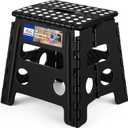 ACKO Folding Step Stool 13 Inch, Sturdy Collapsible Step Stool Foldable Up to 300 lbs for Adults, Non Slip Lightweight Foot Stools with Handle, Ideal for Kitchen, Bathroom, Bedroom, Garden (Black)