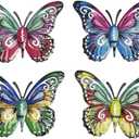 YUNBIAOSEN Metal Butterfly Wall Decor - 4 Pack Butterflies Wall Art Sculpture Hanging Decorations for Indoor or Outdoor, Yard Patio Fence Garden Decoration (Butterfly)