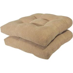 Arlee Chair Cushions for Dining Chairs, Set of 2 - Memory Foam Chair Pads, Non-Skid Backing - Durable Thick Seat Cushions for Kitchen, Office, Patio, 15.5" L x 15.5" W, Bamboo Tan