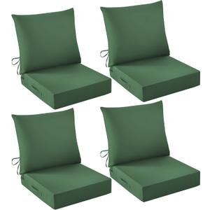 Outdoor Chair Cushions, 24 x 24 Inch Outdoor Cushion for Patio Furniture, Patio Chair Cushion, Waterproof & Fade Resistant Deep Patio Furniture Cushion Set with Handle and Ties, ForestGreen (Set of 4), 24*24+5.75/25*22.5