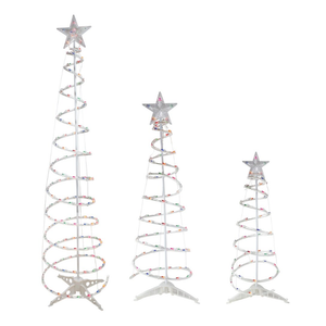 Set of 3 Spiral Outdoor Lighted Christmas Tree, 3/4/6 Feet Christmas Lights with 7" Star Topper, UL Certification Collapsible Spiraling Tree Light Kit for Xmas Patio Wedding Decoration, Multicolor