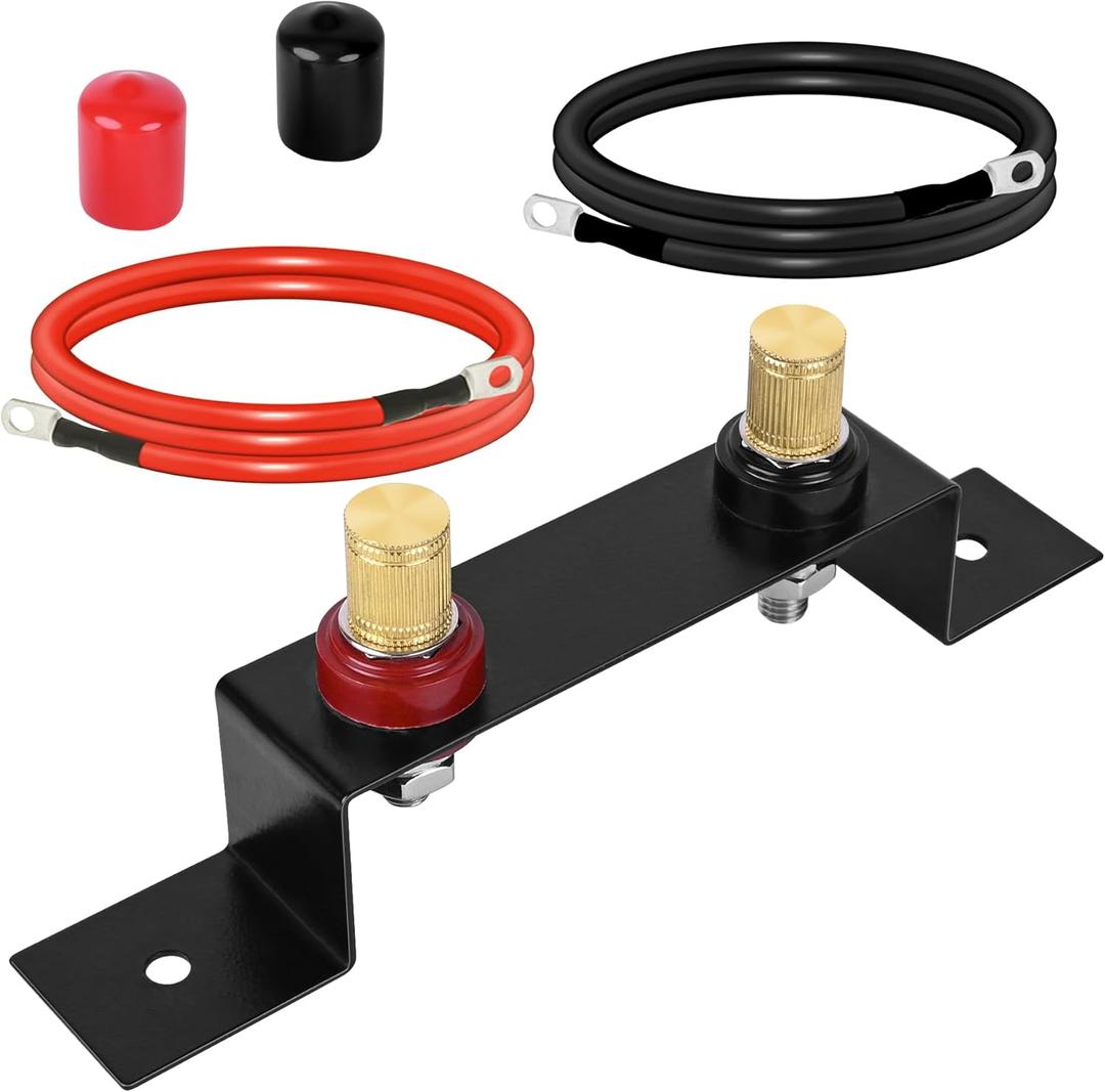 Battery Relocation Kit, Battery Jump Post Kit Heavy Duty Remote Battery Terminals Charging Post with Bracket Cable Compatible with UTV ATV Car Trucks RV Tractor Boat (1PCS)