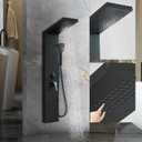 Black Shower Panel Modern Shower Tower System with Full Body Shower Jets System Handheld Spray Wall Mount Shower Panels Faucet