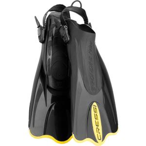 Cressi Short Open Heel Swim Fins - Adjustable Fit for Snorkeling, Easy-Kick Swimming Fins - Secure Heel Strap for Diving Gear (M/L | US Man 8.5/11 | US Lady 9.5/12 | EU 41/44, Yellow)
