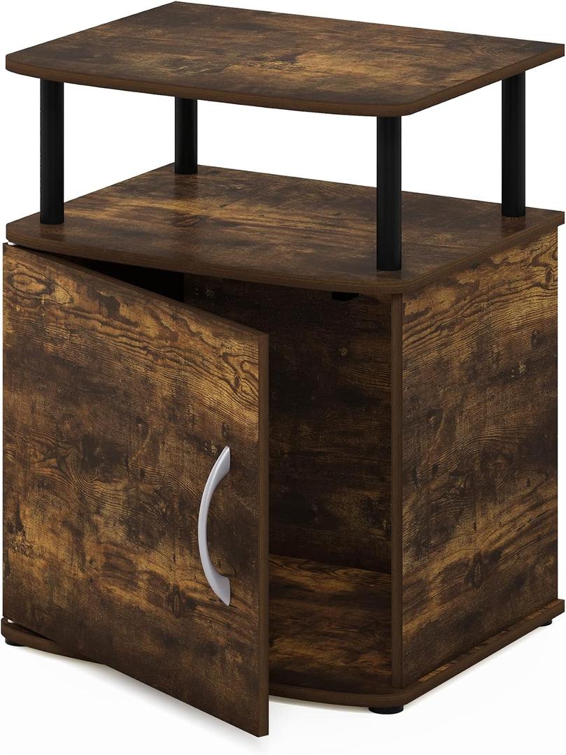 Furinno Jaya End Side Sofa Table/Nightstand with Door, Amber Pine/Black, 1-Pack