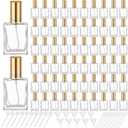 Domensi 30 Pcs 10/15/30/50 ml Glass Perfume Bottles Mini Glass Empty Spray Atomizer Bottles Bulk Refillable Perfume Dispenser Container with Pump Tool for Travel Skin Care (15 ml,Gold)