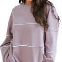 Movemama Relaxed Fit Invisible Zipper Breastfeeding Sweatshirt with Piping in French Terry Cotton (Large, Lilac)