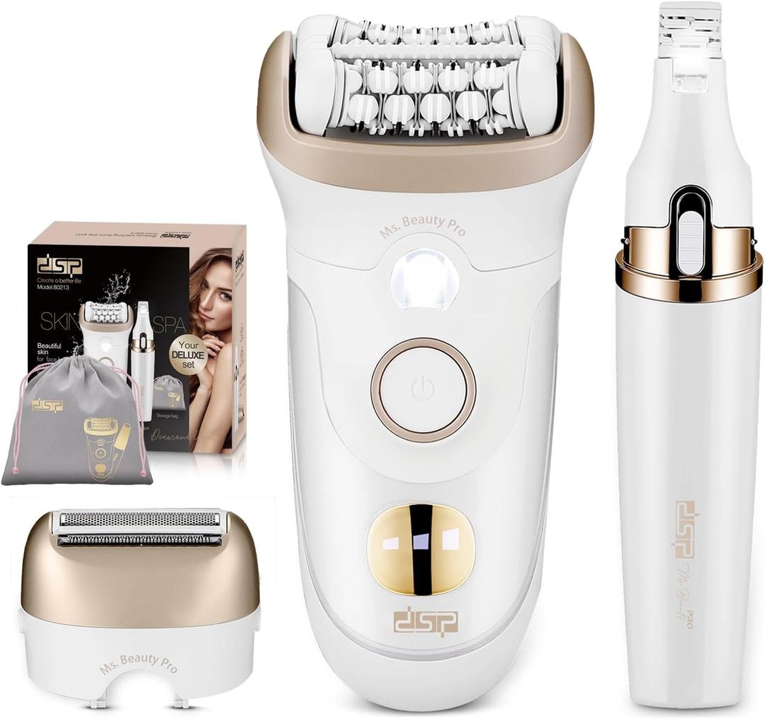 DSP 4-in-1 Beauty Set for Women: Epilator, Hair Removal Device, Electric Shaver & Trimmer,Fast Charging, Includes Accessories – Perfect Home Hair Device