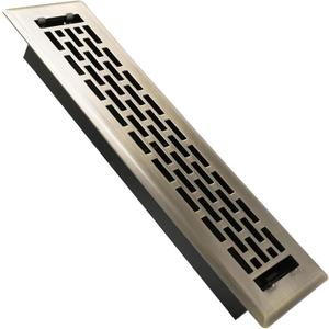 Floor Register 2x12 Inches - Heavy Duty Walkable Steel Floor Vents Ease Adjust Air Flow Direction Floor Registers - Boston Design - Antique Brass Air Floor Vent Covers for Home