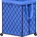 Laundry Hamper on Wheels-93L Basket Large Laundry Collapsible With Removable Liner,Rolling Metal Wire Basket-Sturdy Laundry Bag for Dirty Clothes Organization Closet Bathroom Living Room
