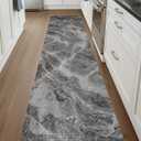DEXI Kitchen Floor Mats Cushioned Anti Fatigue, 23x86 Large Long Standing Comfort Runner Rug Waterproof, Marble Memory Foam Padded for Front Sink Laundry, Dark Grey
