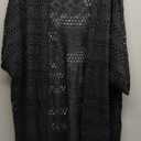 IN'VOLAND Plus Size Lightweight Crochet Cardigan for Women Short Sleeve Summer Kimonos Boho Open Front Knitted Cardigans (3X, Black)