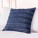 ELEGANT LIFE HOME 100% Cotton Washed Denim Decorative Throw Pillow Covers Pack of 2 Dark Blue Cushion Covers Set Soft Square Appliqued Pillow Case Shell for Car Sofa Bedroom (18'' x 18'', 2 PCS)
