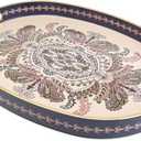 Oval Plastic Serving Tray with Handles, Elegant Decorative Tray for Coffee Table, Ottoman, Living Room, Kitchen, Outdoor Use. 10"*16"*1.4" B