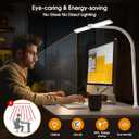SIBRILLE LED Desk Lamp for Home Office - Dimmable Computer Desk Light with Clamp, Modern Architect Task Lamp with Color Changing, Flexible Desktop Lamp with Gooseneck for Monitor, Double Head, White