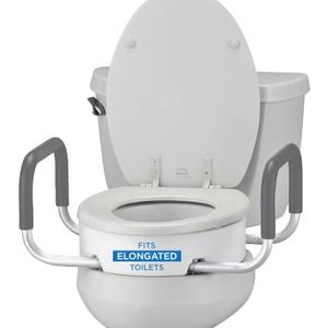 NOVA Raised Toilet Seat with Handles for Seniors Elongated Toilet Riser with Safety Grab Bars, Elevated Toilet Seat for Elderly, Disabled & Post-Surgery Support - Elongated Toilet