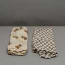 LifeTree Muslin Swaddle Blankets, Baby Swaddling Wrap Nursery Blanket Unisex, Soft 70% Viscose from Bamboo and 30% Cotton, Large 47 x 47 inches, Bear & Checkered Swaddle Blanket
