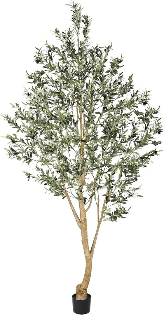 Realead Tall Faux Olive Tree 9ft - Realistic Large Silk Olive Tree Artificial Indoors - Fake Olive Trees with Branches and Fruits - Artificial Olive Trees for Home Office Decor Indoor