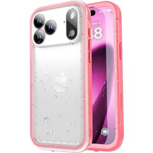 SPORTLINK for iPhone 17 Pro Max Waterproof Case - Shockproof Dustproof Case with Built-in Screen Protector, Full Body Heavy Duty Sealed Protective Cover for iPhone 17 Pro Max 6.9" Pink/Frosted Clear