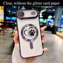 for iPhone Air Case, Glitter Clear Cute Paw Love Heart, Compatible with MagSafe, Strong Magnetic Full Camera Lens Protection Cover, Soft Slim Bling Phone Case 6.5" - Purple