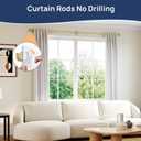 ENJOYBASICS No Drill Curtain Rods for Window 48 to 84 Inches, 5/8 Inch Diameter Renter Friendly Drapery Rod with Adhesive Brackets without Drilling, Adjustable from 27 to 90 Inches, Gold