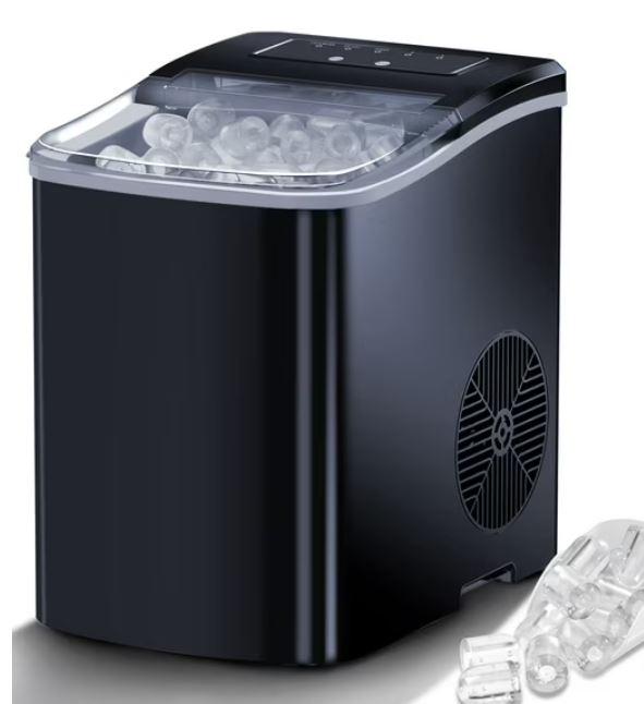 Zvoutte Portable Counter Top Self Cleaning Ice Maker Machine - 26lbs/24Hours with Ice Scoop, Basket, Black