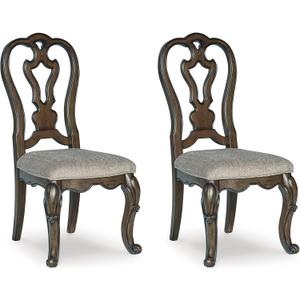Signature Design by Ashley Maylee Classic Upholstered Armless Dining Chair, Set of 2, Dark Brown, 22"W x 26"D x 44"H