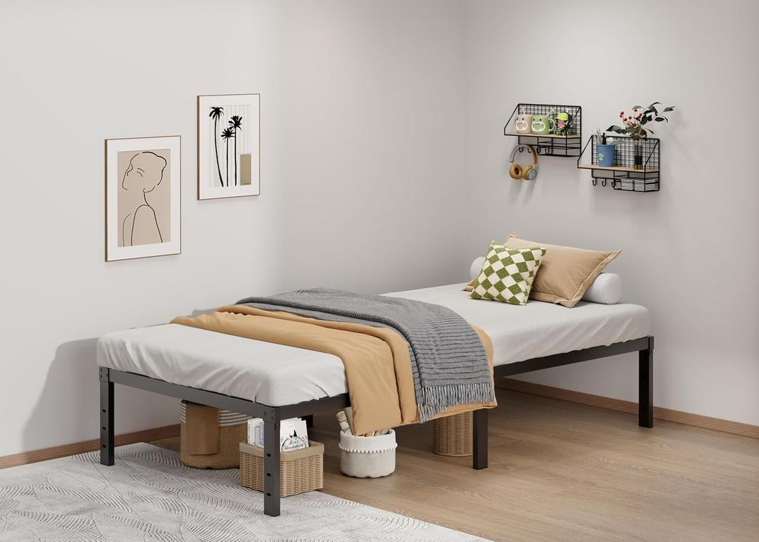 Metal Bed Frame Twin XL Size - 14 Inch Heavy-Duty Twin XL Platform Bed Frame No Box Spring Needed, Easy Assembly, Noise-Free, Sturdy Mattress Foundation, Underbed Storage Space