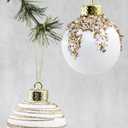 Satin Christmas Balls Ornaments, Silk Christmas Hanging Ball Decorations, 12Pcs 3.15" Luxury Vintage Christmas Tree Decor for Xmas Holiday Wedding Party, Package (White)
