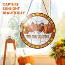 FLAGWIX Fall Decorations for Home - Stained Glass Window Hanging 8in - Autumn Sun Catchers Indoor Window, Fall Gifts for Women Men, Thanksgiving Decorations Sun Catcher, Thanksgiving Gifts for Mom Dad (Spice  tis Season)