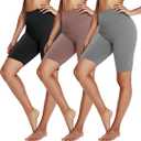3 Pack Biker Shorts for Women – 8" Black High Waisted Tummy Control for Gym Workout Athletic Cheerleading Yoga Size S-M