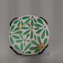 Drink Absorbent Coasters with Holder Set of 6, Ceramic Stone with Cork Base, Modern Green Abstract Geometric Coaster for Drinks, Gift for Housewarming Room Bar Home Decor Kitchen (Round)