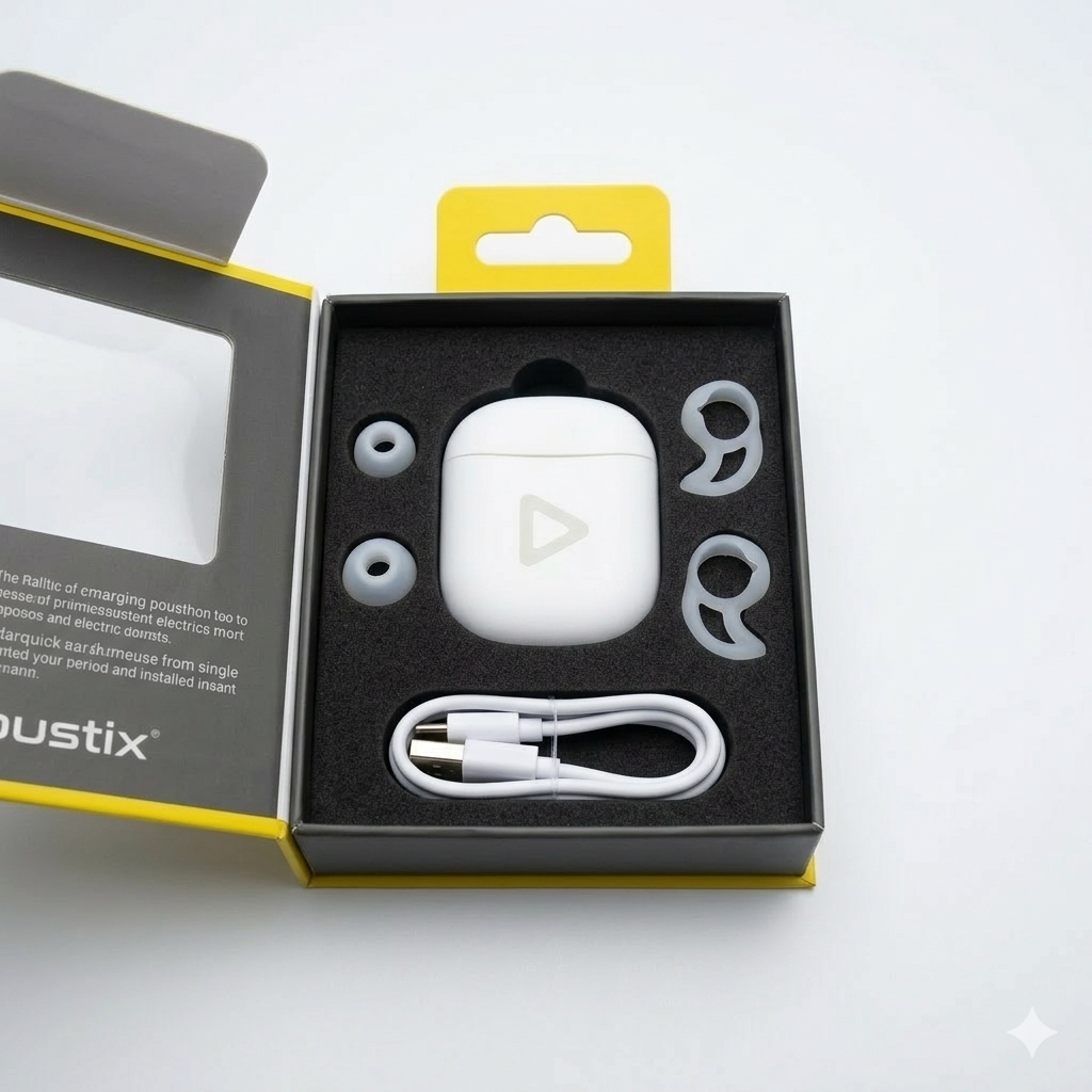 Acoustix True Wireless Audiobuds w/Charging Case - White
