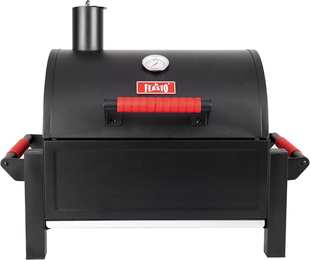 Portable Charcoal BBQ Grills with Cast Iron Grates, Tabletop Charcoal Grills with 354 Sq. In Cooking Area, for Outdoor Camping and Picnic, Black, L26.8x W20x H21.3