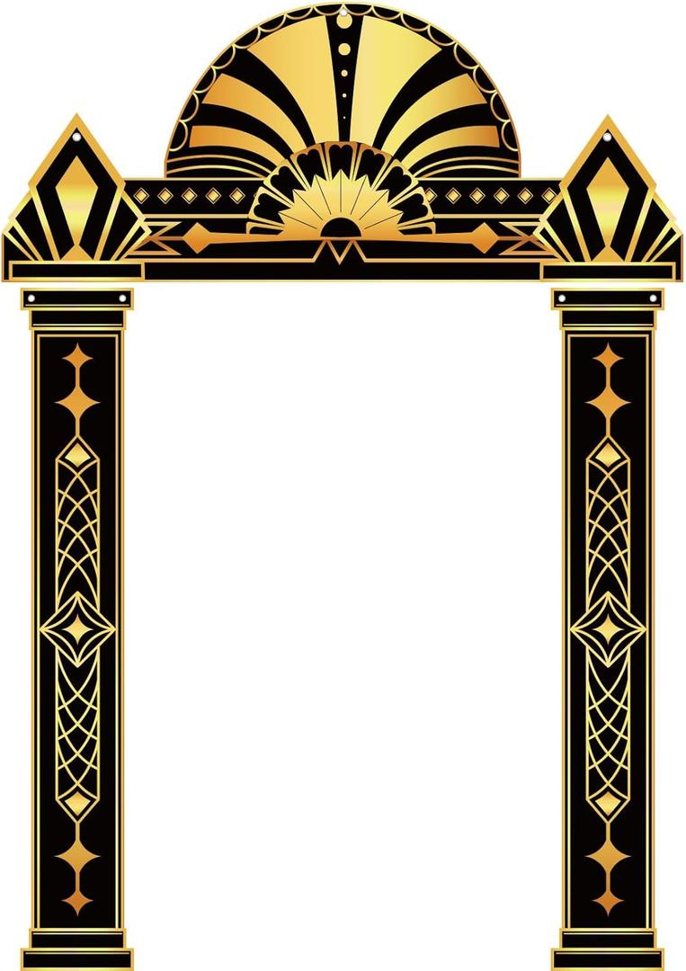 Peryiter 3 Pcs Roaring 20's Themed Party Decorations Awards Night Party Decorations for Vintage Dance Black Gold Art Event for Halloween, New Year, Birthday and Wedding