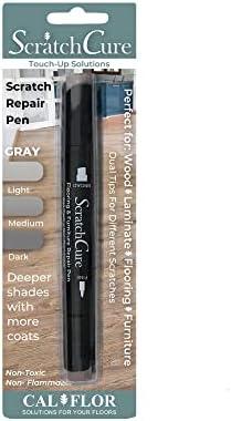 Cal-Flor PE49401CF ScratchCure 3 Shade Double Tipped Repair Pen for Use on Wood, Laminate, Flooring & Furniture, Gray