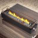 Ciays 28 Inch Tabletop Propane Fire Pit, 50000 BTU Table top Firepit with Glass Wind Guard & Glass Beads, Portable Outdoor Portable Fireplace for Patio and Camping