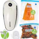 Compact Portable Vacuum Sealer for Food, Handheld Vacuum Sealer | 30 Reusable Vacuum Bags Included | Powerful Food Saver Vacuum Sealer Machine for Fresh Meal Storage (white)