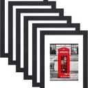 8x10 Picture Frame Black Set of 6,Display Pictures 5x7 with Mat or 8x10 Without Mat for Wall Mounting or Table Top Display, Photo Frames Collage for Wall