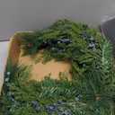 Giegxin 32" Christmas Artificial Juniper Swag Blueberries Crescent Front Door Decoration Mailbox Swag Pine Cedar Xmas Juniper Swags for Windows Wall Mantel Fireplace Table Stair Decor Indoor Outdoor
