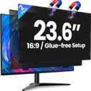 2 Pack Magnetic 23.6 Inch Computer Privacy Screen for Monitor 16:9 Aspect Ratio, Anti-Glare Blue Light Computer Monitor Privacy Shield, Removable Anti-Spy Screen Protector