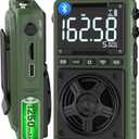 Bluetooth AM FM Shortwave Radio with NOAA Weather Alert,1250mAh Rechargeable Portable Pocket Radio with Best Reception,5W Big Speaker, Digital Tuner and Earphone,Support SD Card and USB MP3 Player (Green)