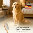 Since 1869 Hand Made In Germany - SHASH Oval Pet Brush With Short Metal Pins With Rubber Cushion - Helps Detangle Knots, Eliminate Frizz, Reduce Pulling & Snagging